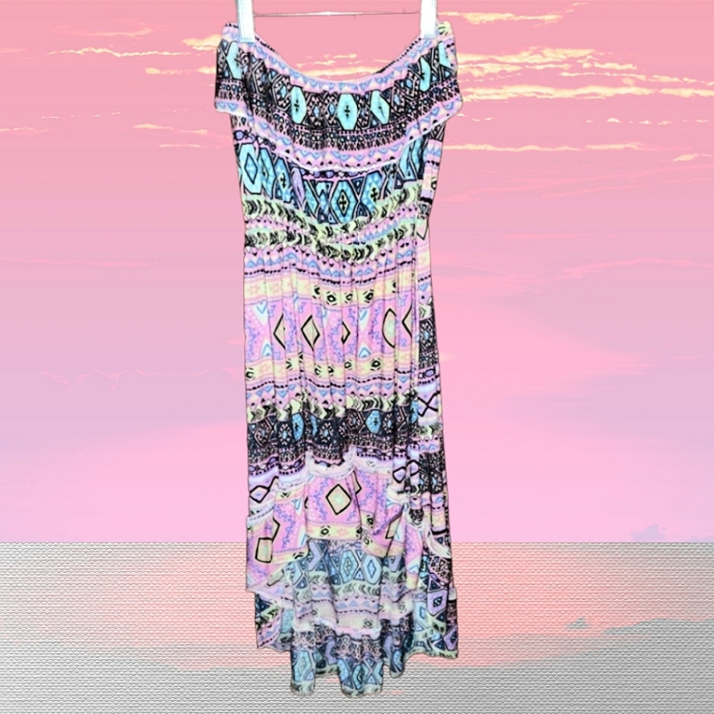 Women's Strapless High Low Maxi Dress